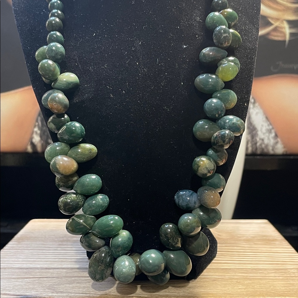 Moss Agate Stone Beaded Necklace SOLD